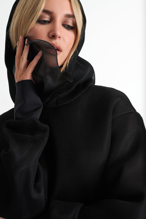 Shan Sofia Hooded mesh sweatshirt